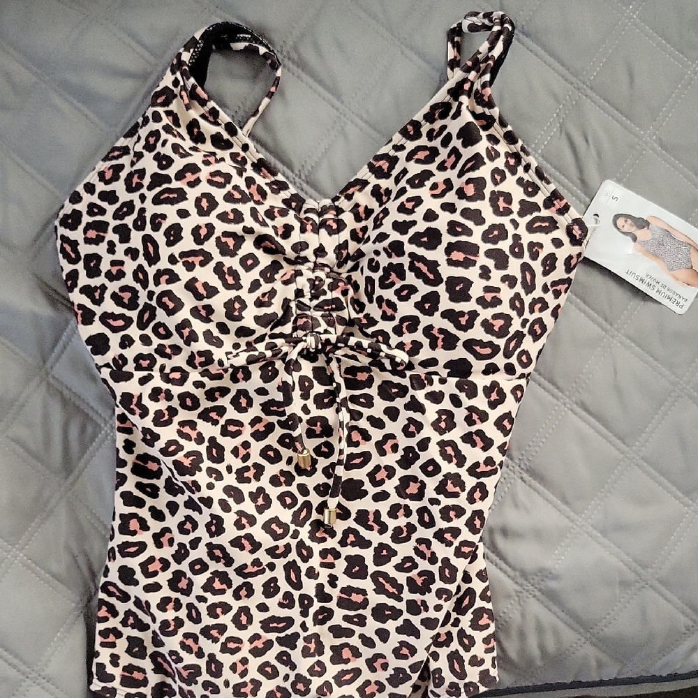 Serra Leopard-Print One-Piece Swimsuit - Pink & Black on Cream